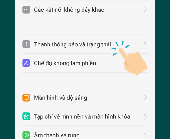 vào Thanh thông báo & trạng thái