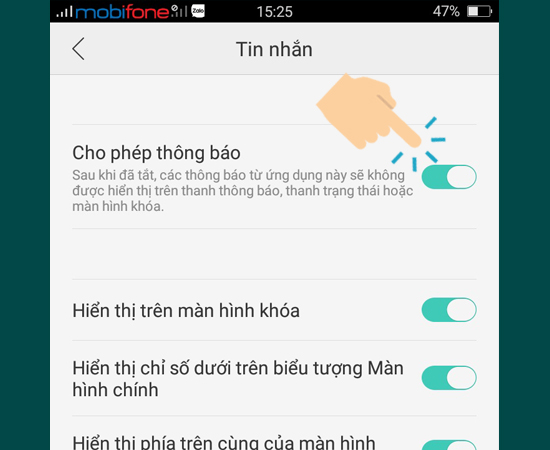 Bật Cho phép thông báo