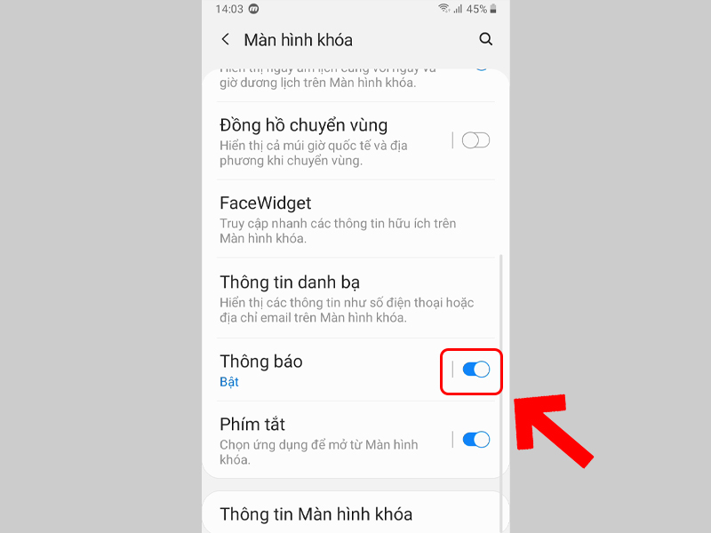 Nhấn nút để bật thông báo
