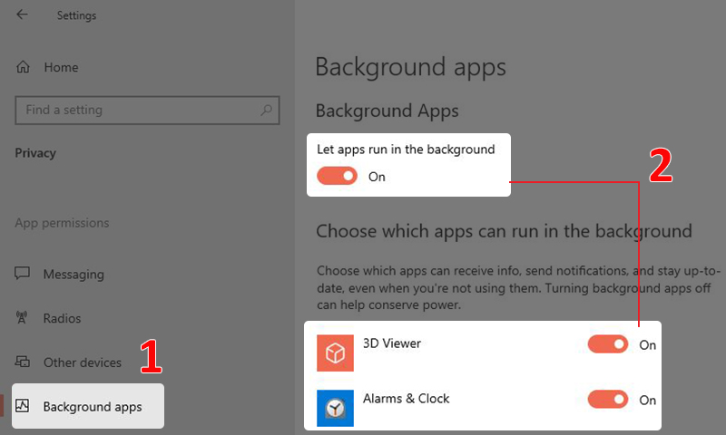 Tắt các ứng dụng chạy nền Windows 10 (2)