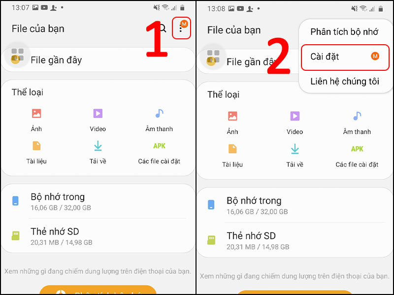 Vào cài đặt file của bạn