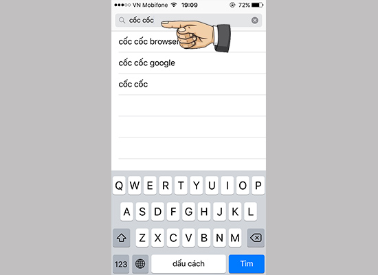 Mở Apple store > Tải ứng dụng Cốc Cốc