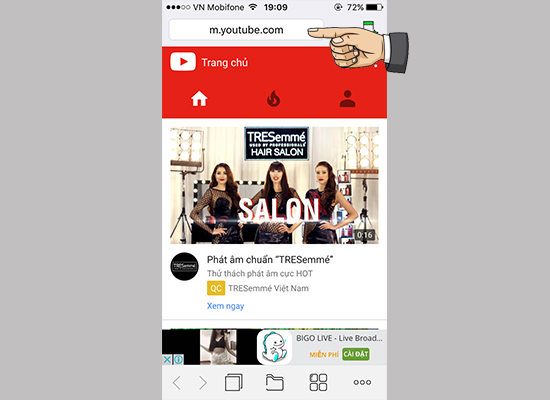 Tìm trang web muốn tải video