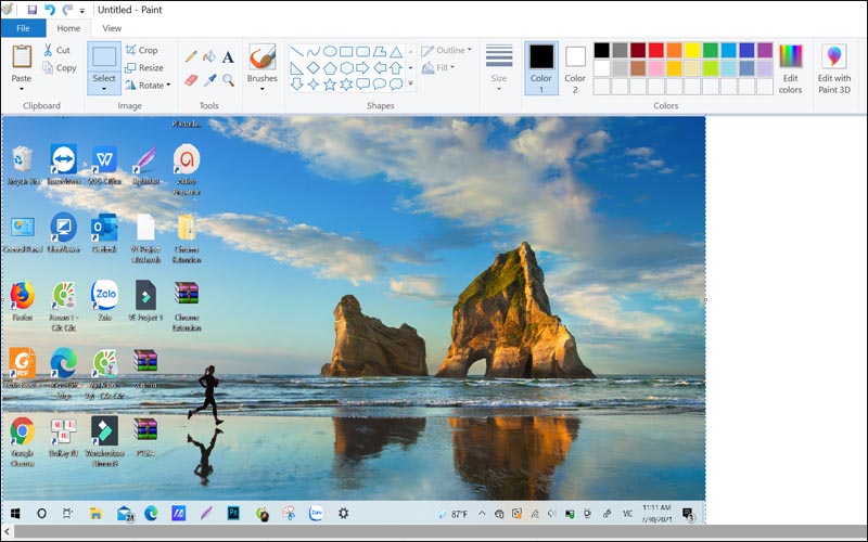 Dán hình vừa chụp vào Paint