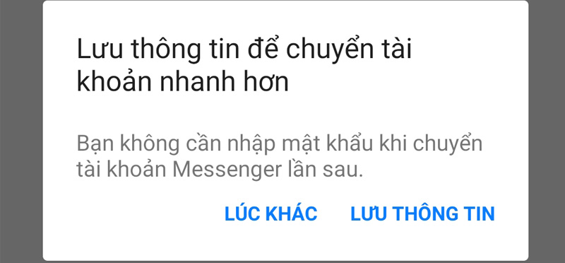 Lưu thông tin tài khoản