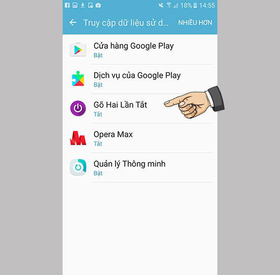 chọn mục gõ 2 lần tắt