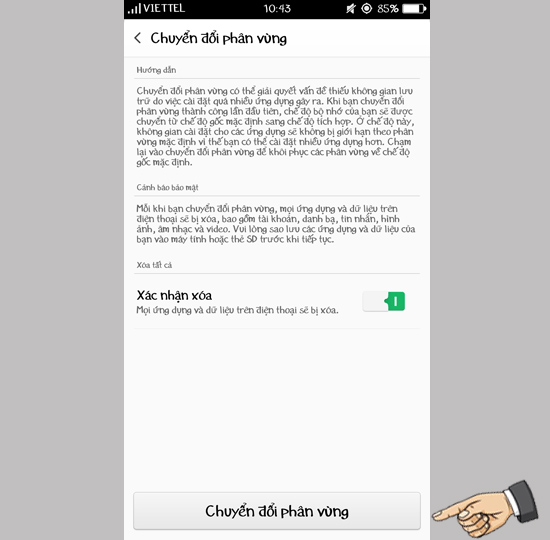 xác nhận chuyển đổi