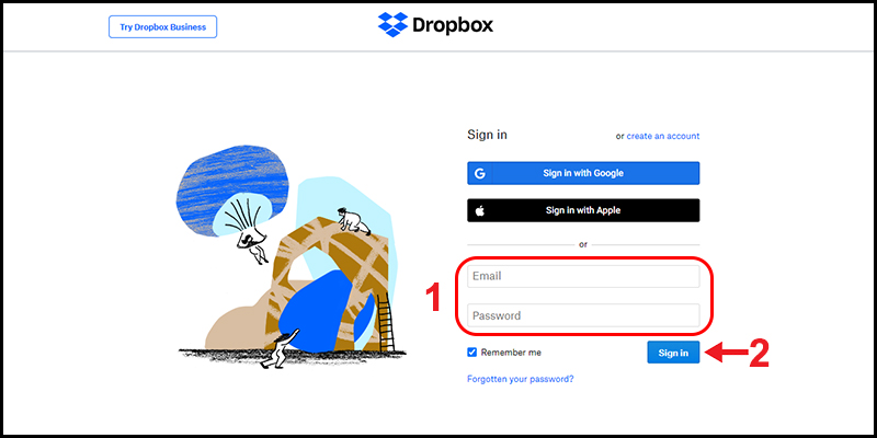 Đăng nhập Dropbox