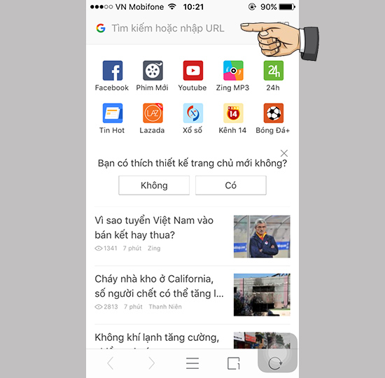 Nhập trang web Youtube hoặc web phim