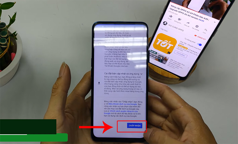 Chọn Chấp nhận để bỏ qua tài khoản Gmail