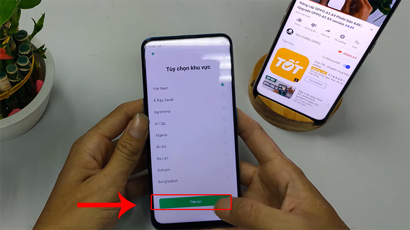 Tại giao diện Tùy chọn khu vực, chọn Tiếp tục