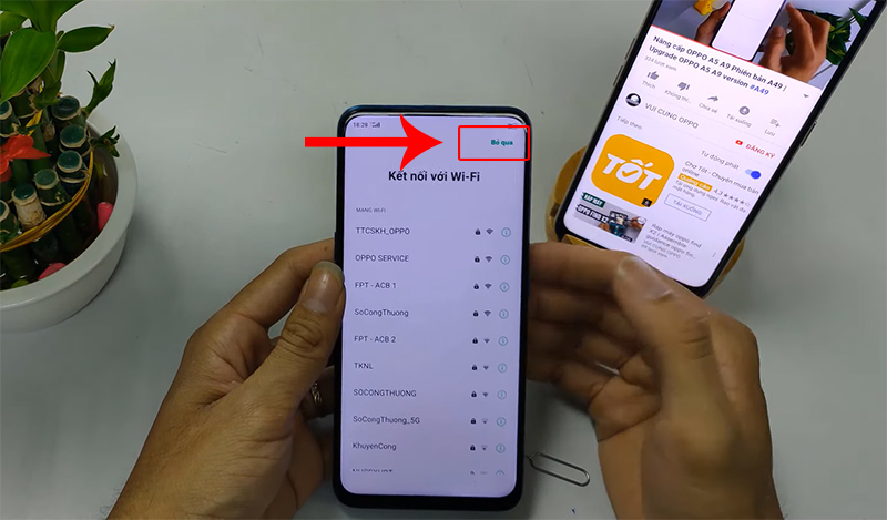 Tại giao diện Kết nối với Wi-Fi, chọn Bỏ qua