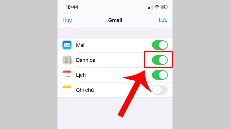 Cho phép đồng bộ Danh bạ lên Gmail