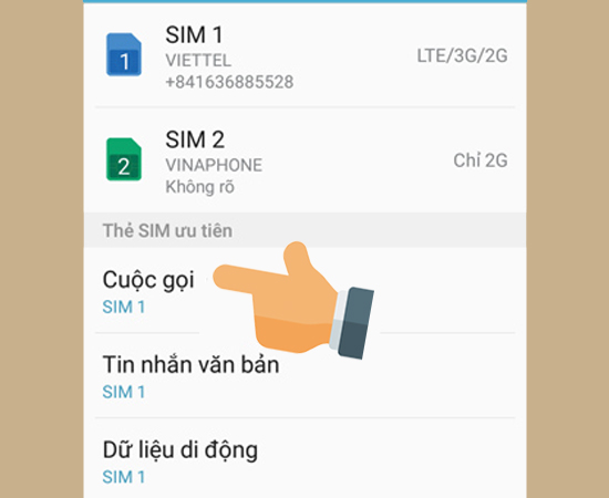 Bước 3: Tiếp theo bạn sẽ chọn Cuộc gọi.