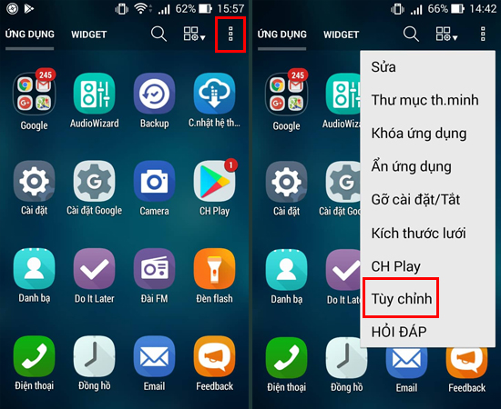Bước 2: Chọn biểu tượng ba chấm và nhấp vào Tùy chỉnh.