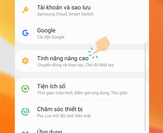 Bước 2: Tiếp theo bạn hãy chọn Tính năng nâng cao.