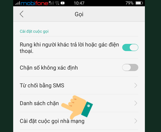 Bước 3: Bạn vào Danh sách chặn.