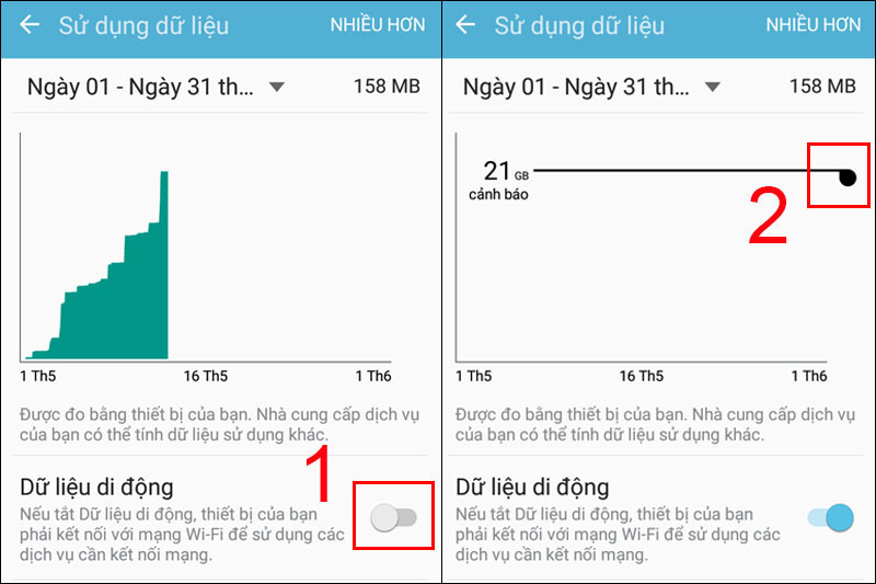 Kéo Thanh cảnh báo dữ liệu lên mức cao nhất có thể