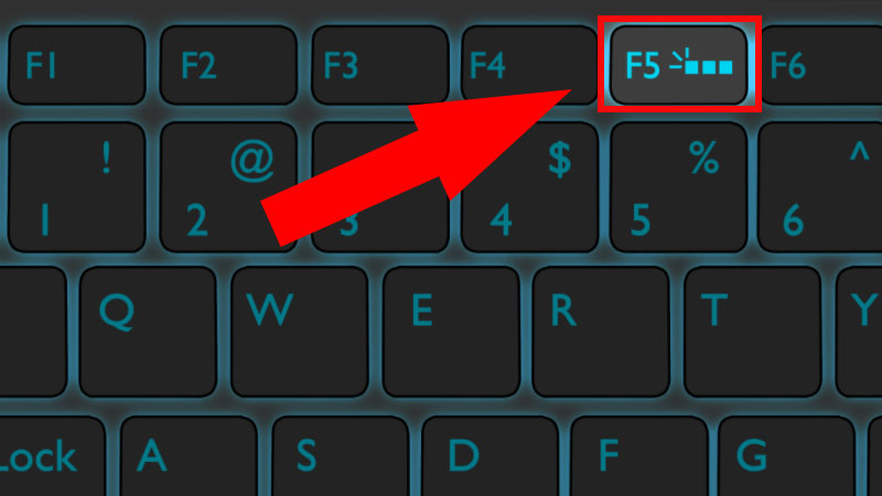 Nhấn phím F5 để bật hoặc tắt đèn bàn phím