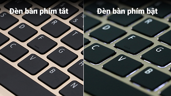 Đèn bàn phím bật và tắt.