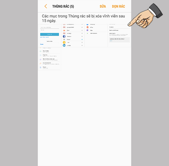 Nhấn giữ vào các hình ảnh cần khôi phục