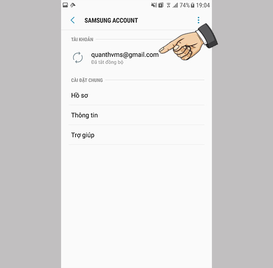 Chọn vào tài khoản Samsung mà bạn vừa đăng nhập