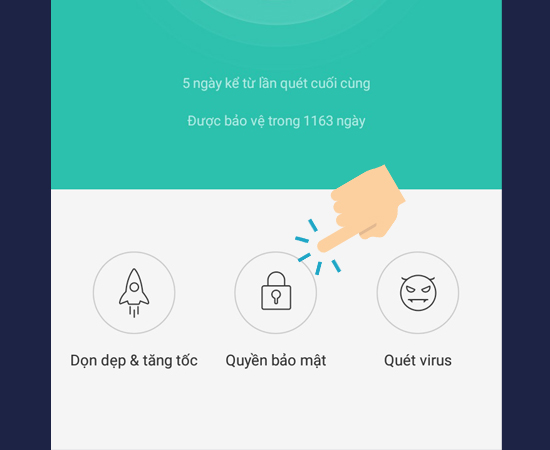 vào Quyền bảo mật