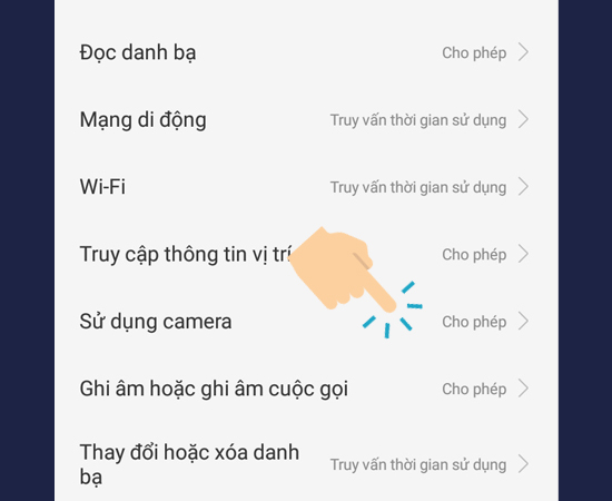 Vào Sử dụng camera