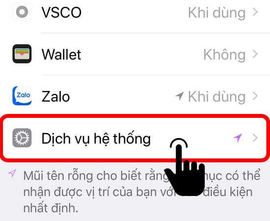 Chọn tiếp mục Dịch vụ hệ thống (System Services)
