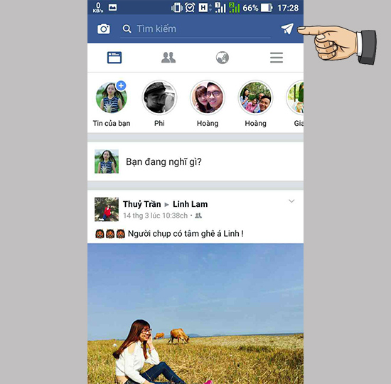 Mở Facebook > máy bay