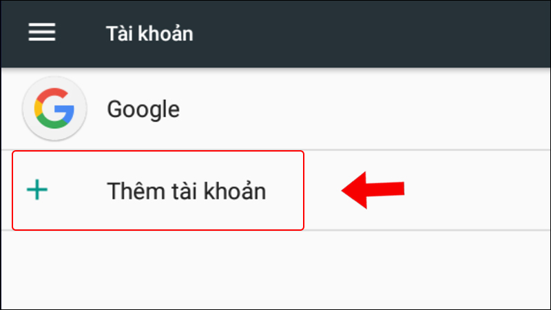 Nhấn vào Thêm tài khoản