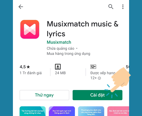 cài đặt ứng dụng tại Musixmatch.