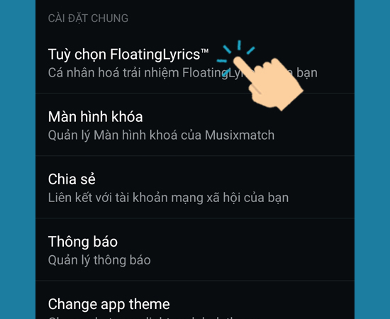 Vào Tùy chọn FloatingLyrics