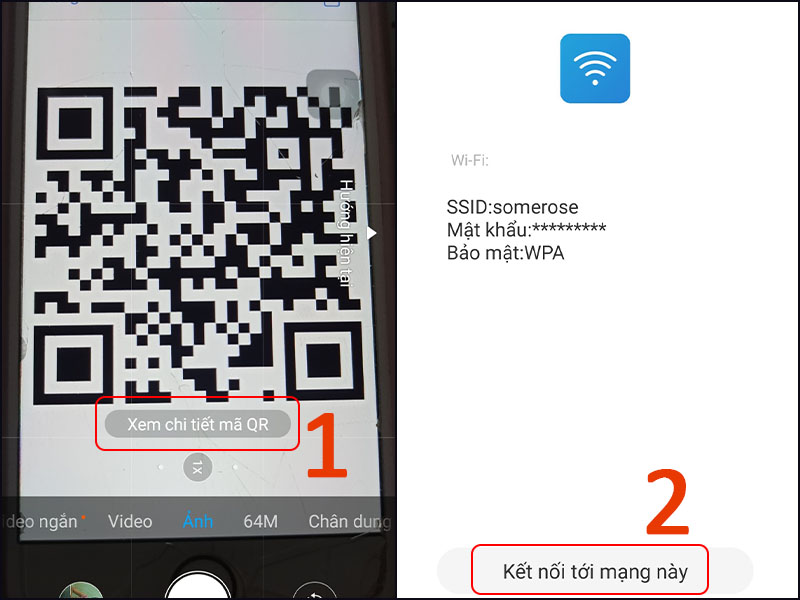 Kết nối WiFi bằng cách quét QR qua camera