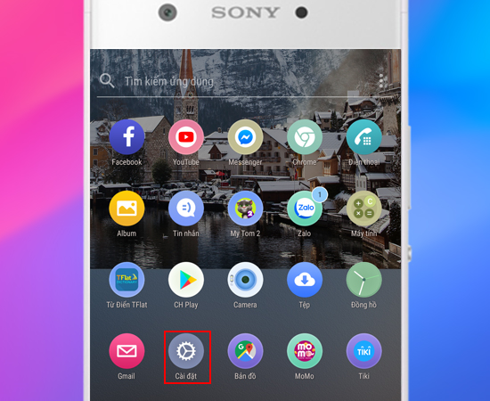 Bước 1: Đầu tiên bạn vào Cài đặt.