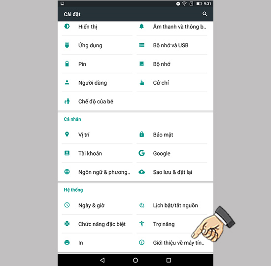 chọn Giới thiệu về máy tính bảng