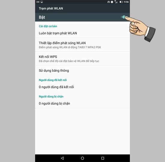 Chọn và bật trạm phát wifi