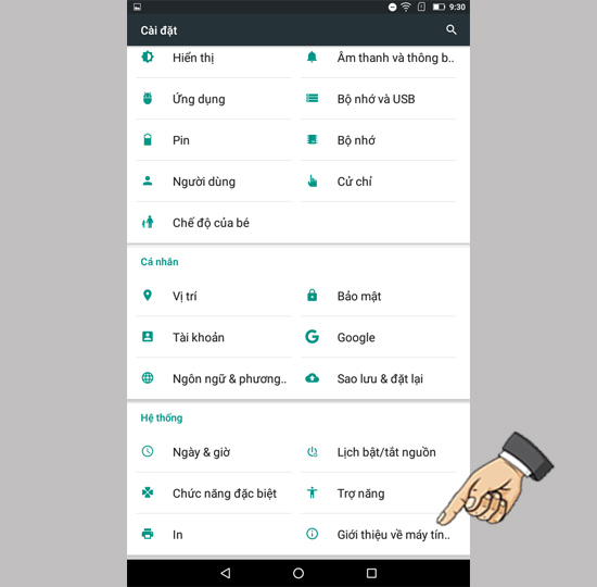 chọn Giới thiệu về máy tính bảng