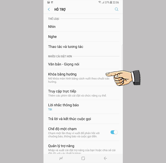 Bước 2: Chọn Khóa bằng hướng
