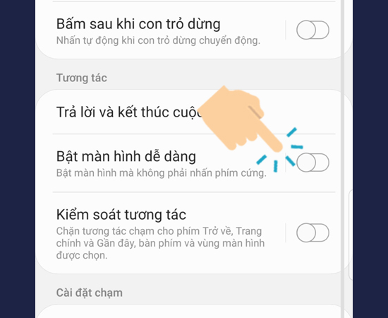 vào Bật màn hình dễ dàng
