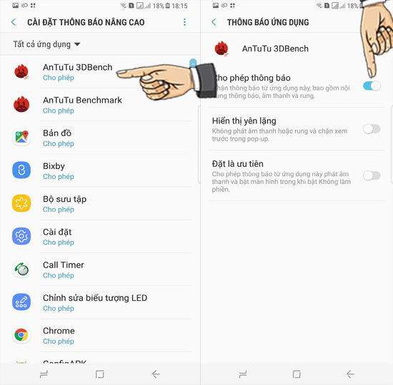 Bước 4: Chọn cách hiển thị thông báo.