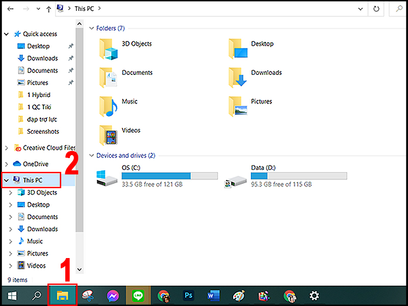 Truy cập vào phần This PC trong File Explorer