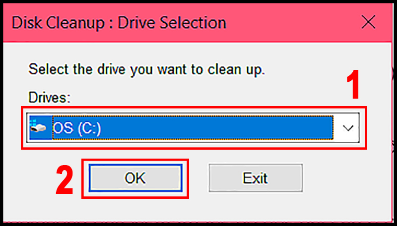 Chọn ổ cứng mà bạn muốn dọn dẹp rồi nhấn OK