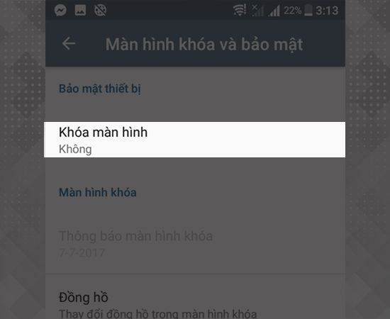 Bước 2: Chọn khóa màn hình.