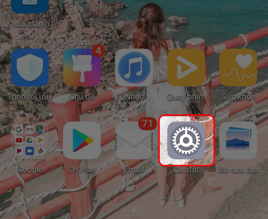 Bước 1: Vào Cài đặt.