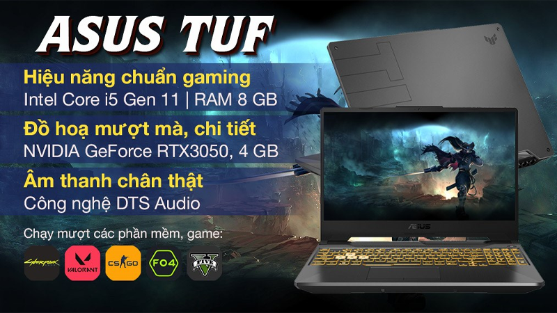 Thiết kế gaming hiện đại, đầy cá tính của ASUS TUF Gaming FX506HCB i5 11400H