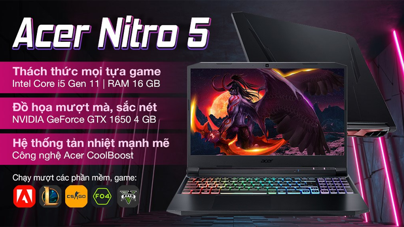 Acer Nitro 5 Gaming AN515 56 5256 i5 sở hữu cấu hình mạnh mẽ vượt trội