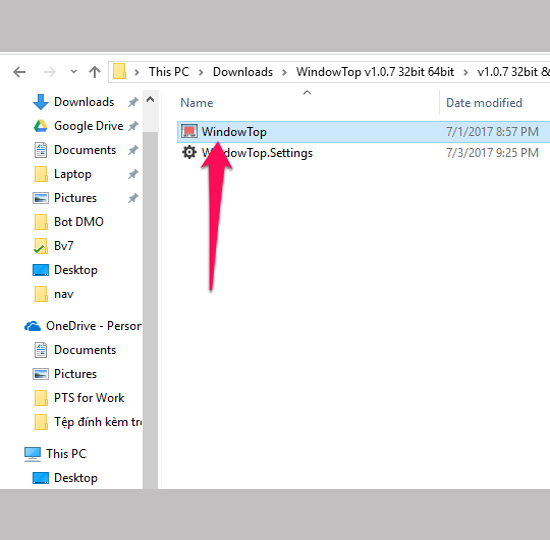 Mở ứng dụng WindowTop Mở ứng dụng WindowTop