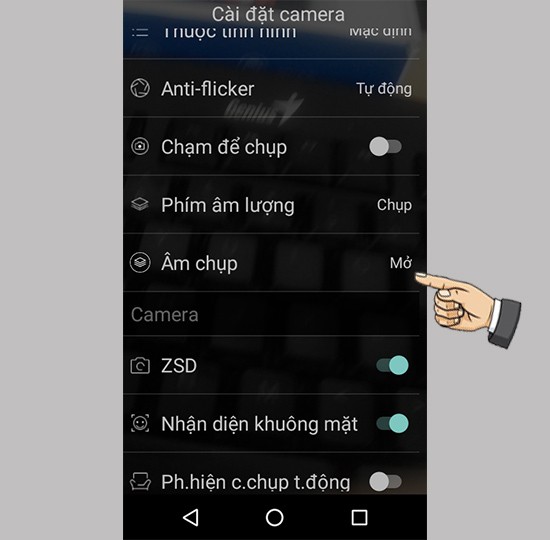 Bước 4: Chọn Âm chụp