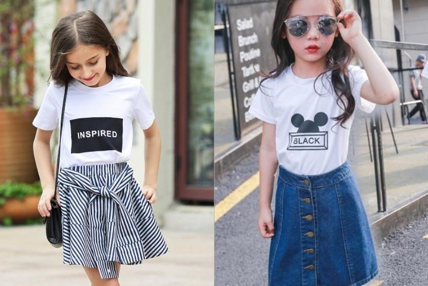 Chân Váy Jean Cho Bé Gái Đính Nút mix Túi Đơn Giản Size Đại 4  9 tuổi